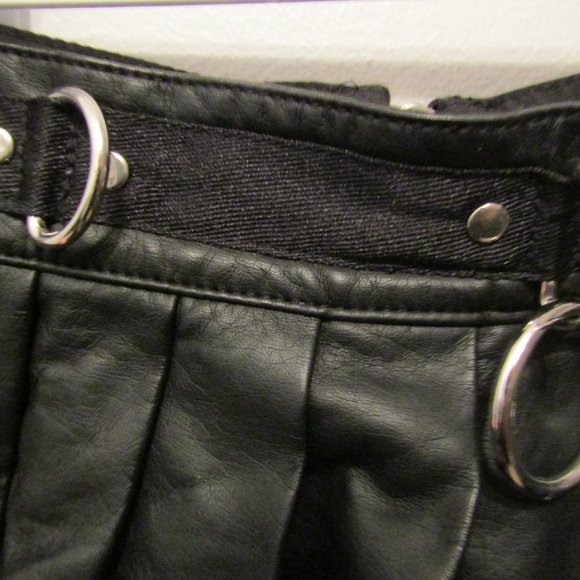 Dolls Kill Current Mood Pleated Leather Skirt with Bondage O Ring - Picture 4 of 4